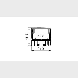 Alu-profile for 12mm tape, 2 meter x 17x15, heavy