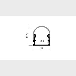 Alu-profile incl cover, 2 meter x 21x14