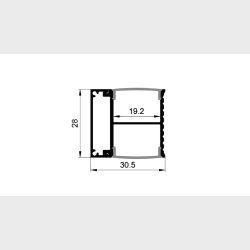 Alu-profile, dual up/down for 12mm tape, 2 meter x 31x28