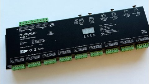 Driver 36CH, 3A/ch DMX/RDM 12-24v (36/72W ch)